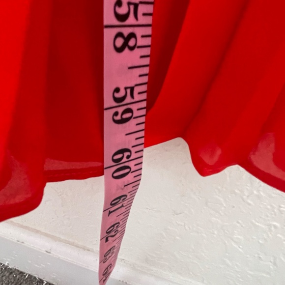 Self- Portrait Flower Spell Maxi Ruffle Pleated Dress Size US6 Red V Neck - Picture 10 of 15